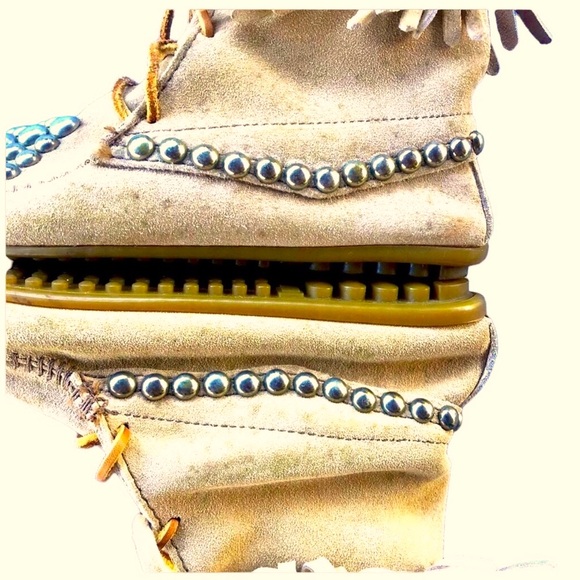 OOAK Y2K Bess Studded Fringed Minnetonka moccasins - Picture 6 of 14